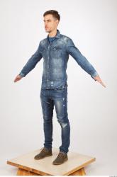 Whole Body Man Animation references Casual Jeans Slim Studio photo references